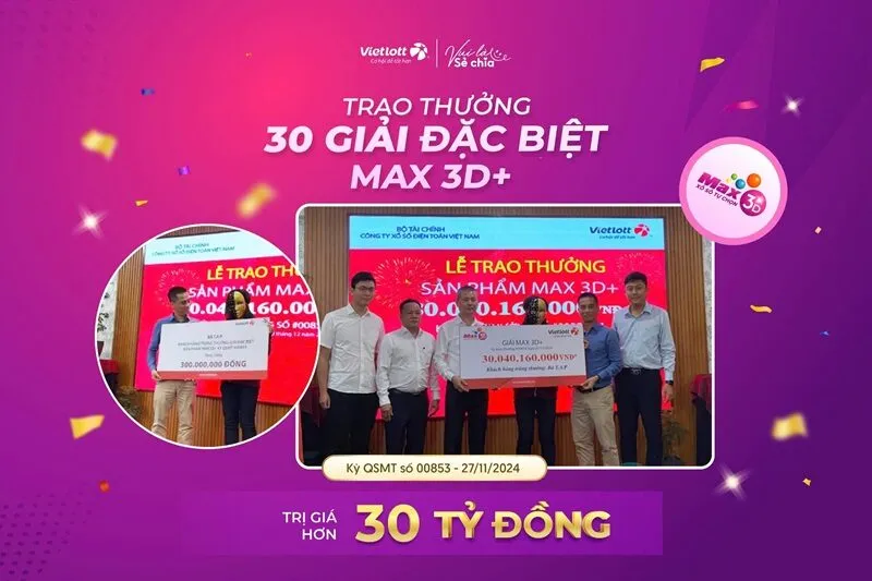 Giải thưởng xổ số Max 3D+