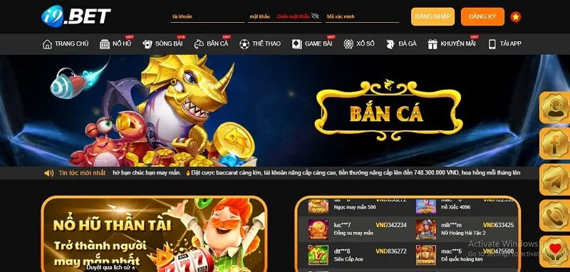 Thả ga bắn cá đổi thưởng